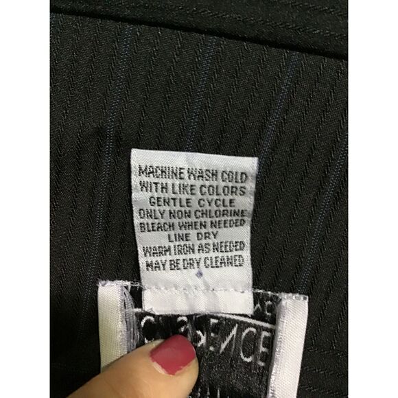 K. C. Spencer Black Blue Stripe Pleated Pencil Skirt Size 18 - Picture 5 of 5